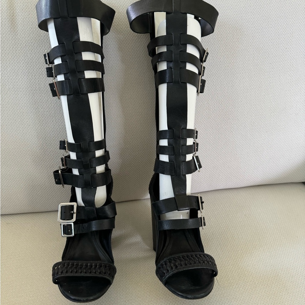 Schutz Black Gladiator heel sandals size 9